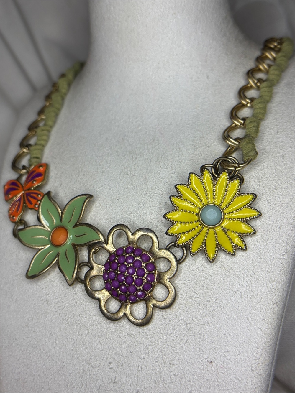 Lia Sophia Yellow, Green, Purple & Orange Floral Butterfly Necklace - Picture 5 of 5